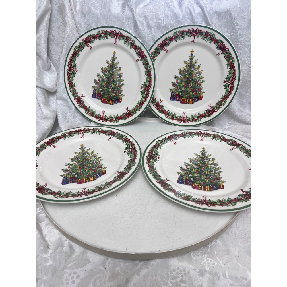 Christopher Radko Traditions Holiday Celebrations Christmas Tree Plates Set of 4